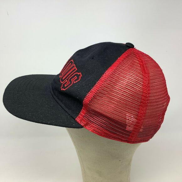 Famous Mesh Back Snapback Hat Cap Red Black Embroidered Spell Out - Picture 5 of 8